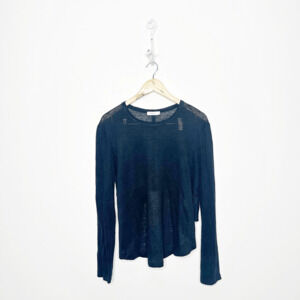 A.L.C. Luisa Open Back Linen Jersey Top womens medium M black long sleeve